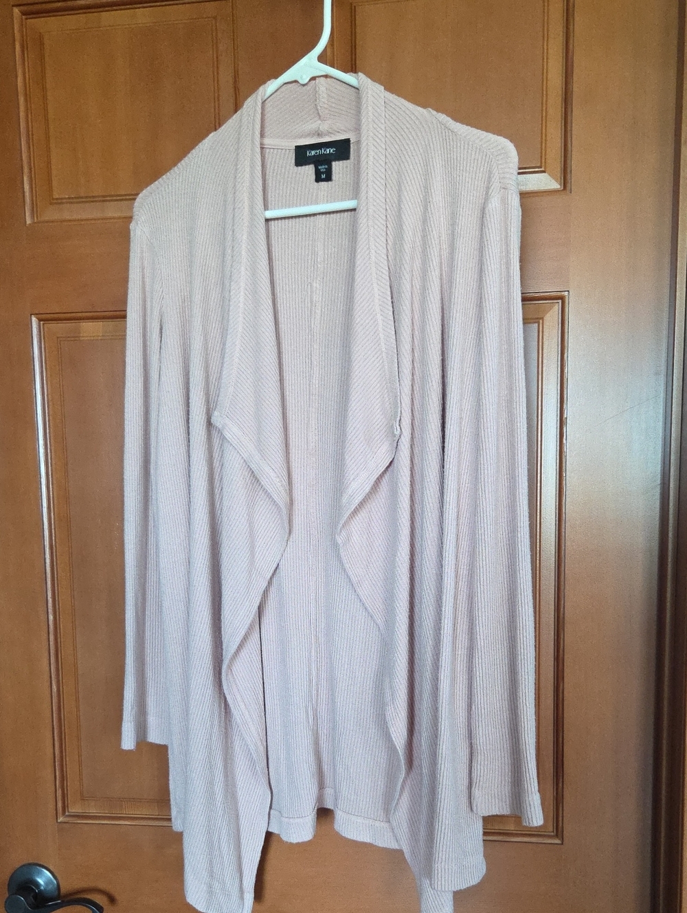 Karen Kane Dusty Blush Ribbed Open-Front Cardigan M Pp23 L29